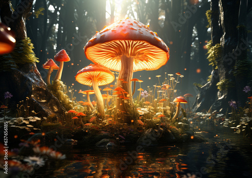 mushrooms in the forest landscape © AnderJPArts