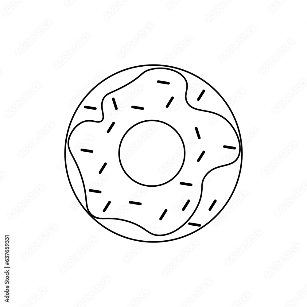 Donut in linear style on isolated background.Doughnut vector icon. Donut in linear style on isolated background.Doughnut vector icon.