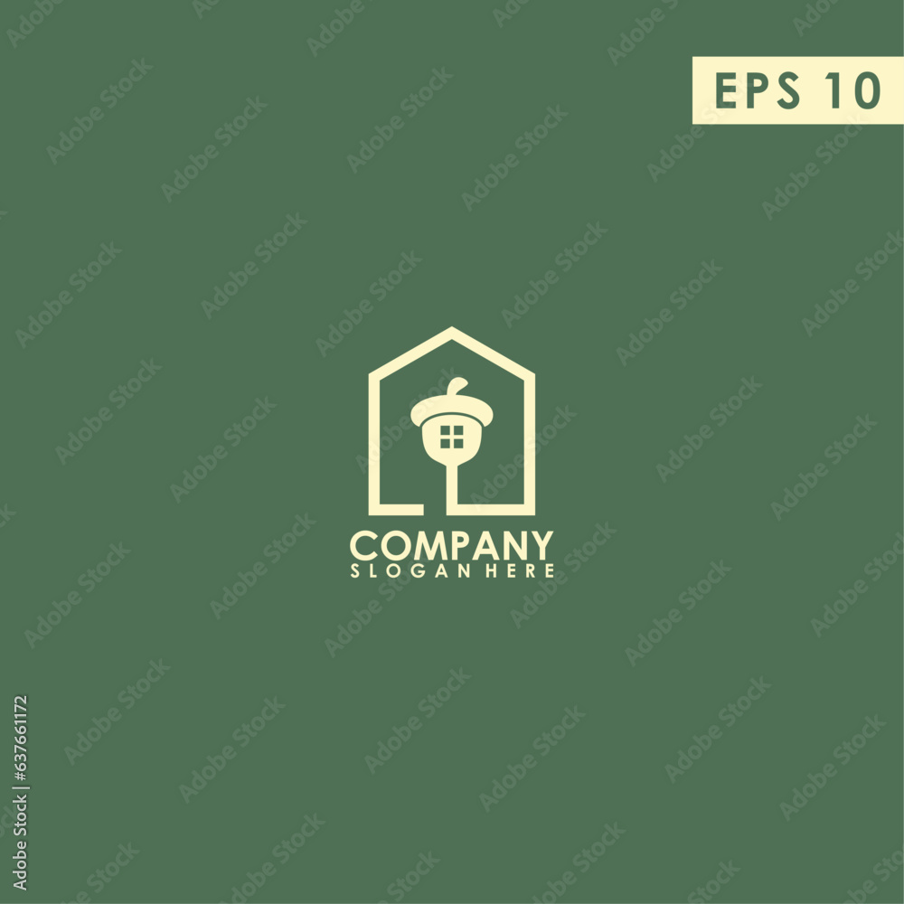 House Of Acorn Logo Design Vector Template. Modern Design. Vector Illustration House Of Acorn Logo Design Vector Template. Modern Design. Vector Illustration