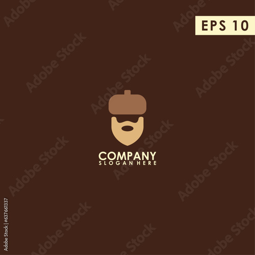 Beard Of Acorn Logo Design Vector Template. Modern Design. Vector Illustration