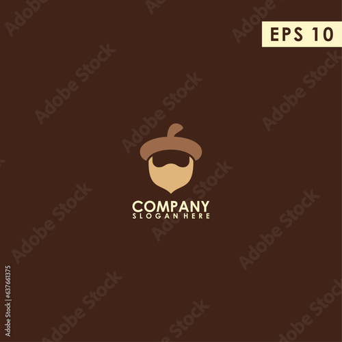 Beard Of Acorn Logo Design Vector Template. Modern Design. Vector Illustration
