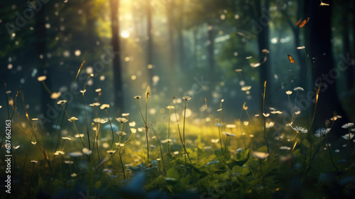 Dreamy wildflowers in enchanted forest  generative Ai