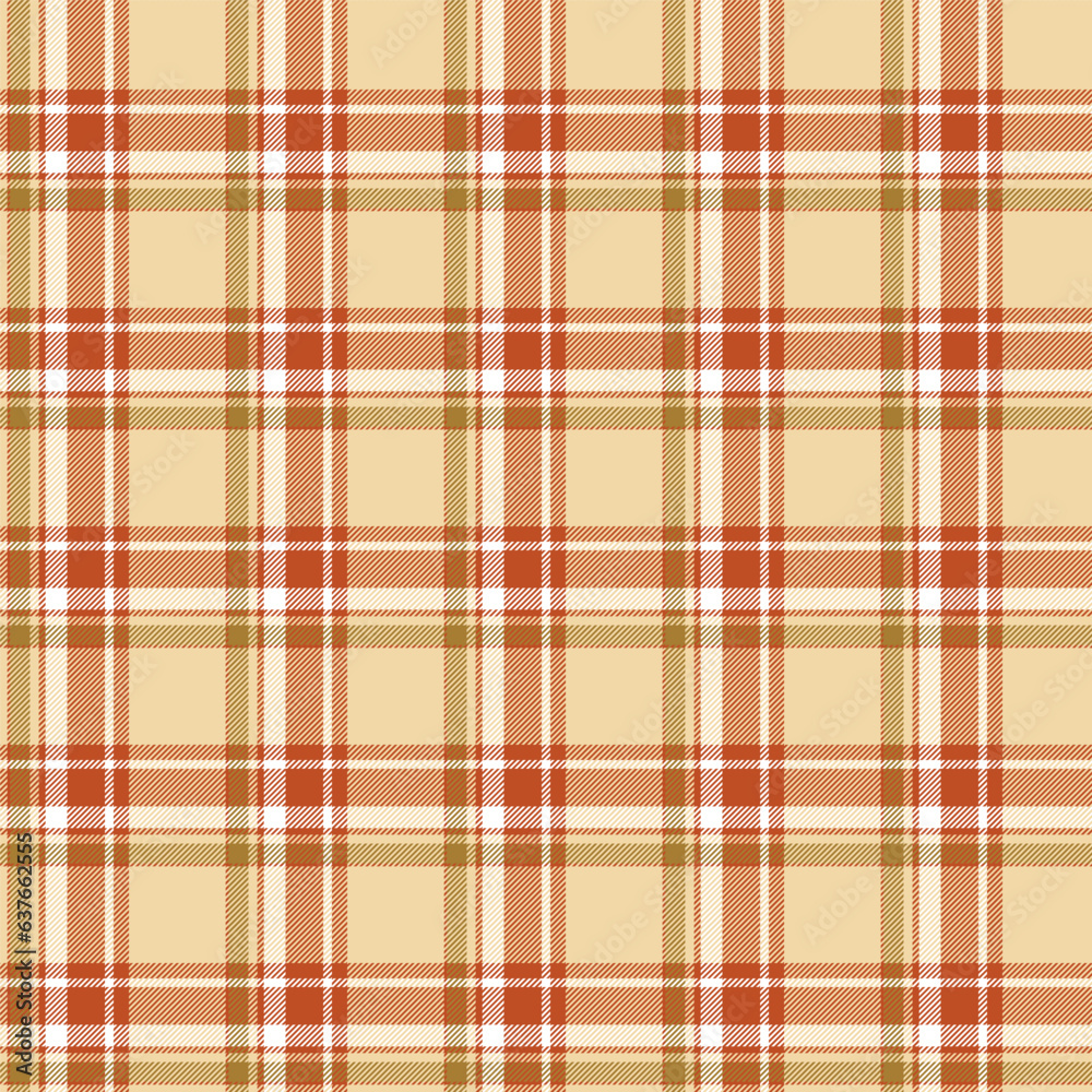 Fototapeta premium Seamless plaid and checkered patterns in orange green and beige for textile design. Tartan plaid pattern graphic background for a fabric print. Vector illustration.