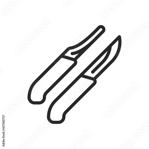 Skinning Knife Icon. Vector Linear Illustration of Blade Tool for Efficient Wildlife Processing and Hunting. 