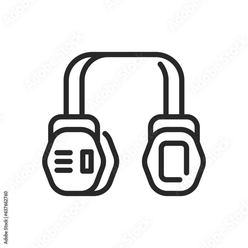 Tactical Hunting Headset Icon. Vector Linear Illustration of Professional Shooting Ear Protection. 