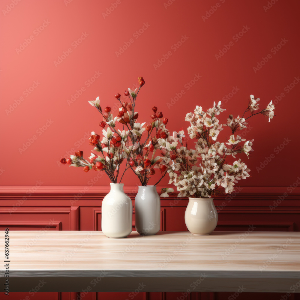 dining table with red color wall background room
dining table with red color wall background room