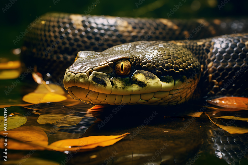 Fototapeta premium A Anaconda portrait, wildlife photography