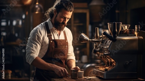 Barista making coffee, AI generated Image