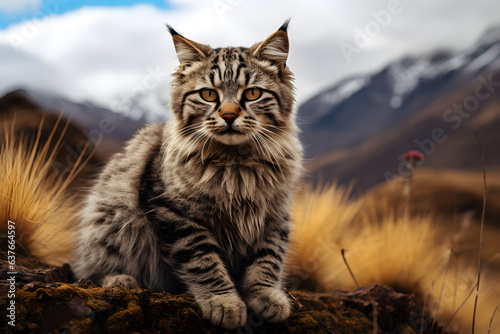 A Andean Mountain Cat portrait, wildlife photography