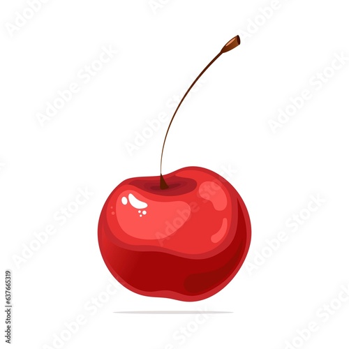 Single cherry, isolated illustration.