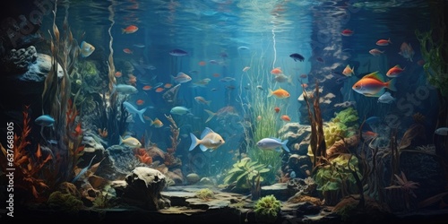 Lots of fish in aquarium, AI generated Image © musa