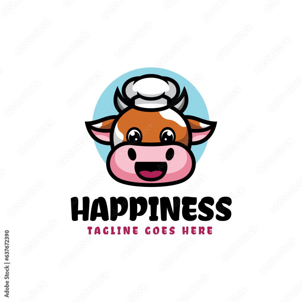 Vector Logo Illustration Happiness Mascot Cartoon Style. Vector Logo Illustration Happiness Mascot Cartoon Style.