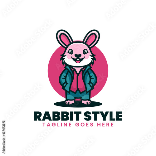 Vector Logo Illustration Rabbit Style Mascot Cartoon Style. © Artnivora