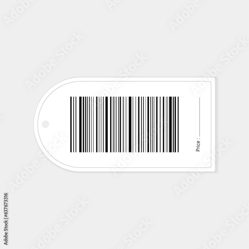 price tag design with Barcode vector template, clothing Paper label tag for the store, Realistic editable barcode icon label