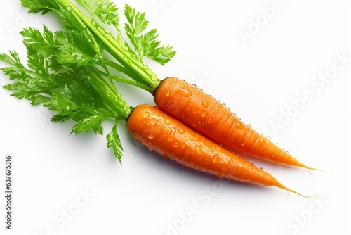 Generative AI : Fresh Carrot vegetable with water droplets isolated on white background with clipping path