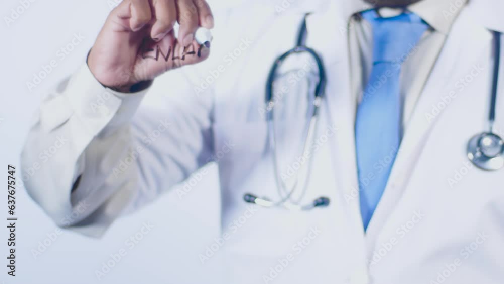 A Doctor Writes On transparent glass screen Enlarged prostate A Doctor Writes On transparent glass screen Enlarged prostate