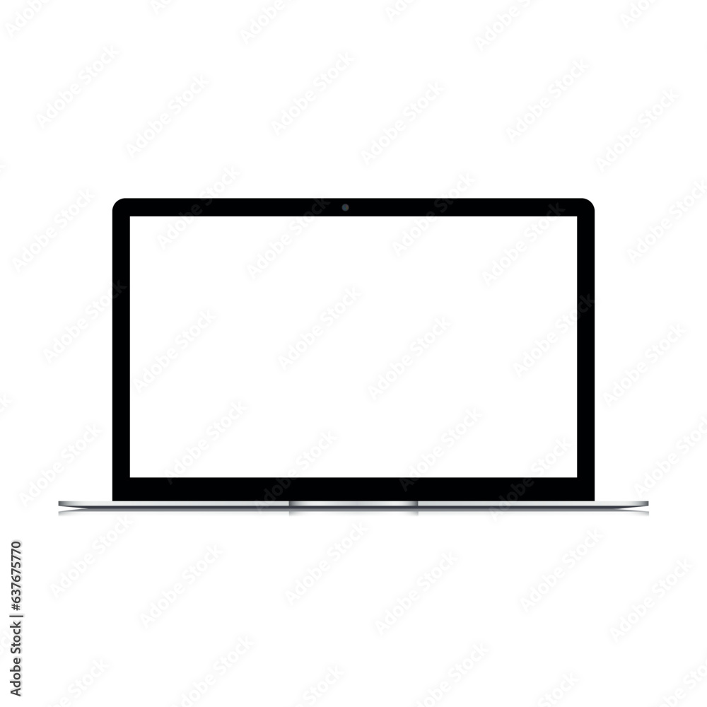 Realistic laptop isolated on white background. Computer notebook with empty screen. Vector Realistic laptop isolated on white background. Computer notebook with empty screen. Vector