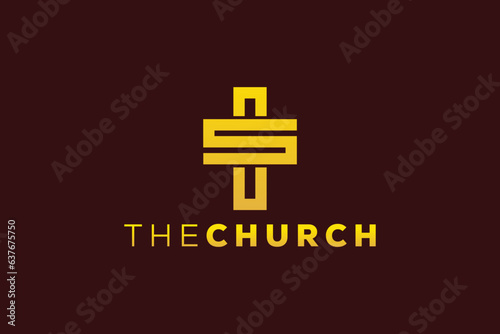 Trendy and Professional letter S church sign Christian and peaceful vector logo design template