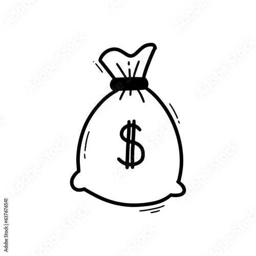 Hand Drawn Bag of Money Illustration. Doodle Vector. Isolated on White Background - EPS 10 Vector