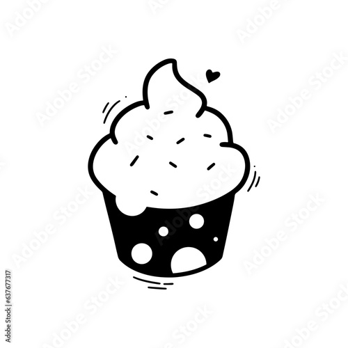 Hand Drawn Cupcake Illustration. Doodle Vector. Isolated on White Background - EPS 10 Vector