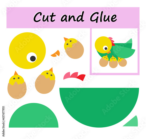 Educational paper game for kids. Cut parts of the image and glue on the paper.
