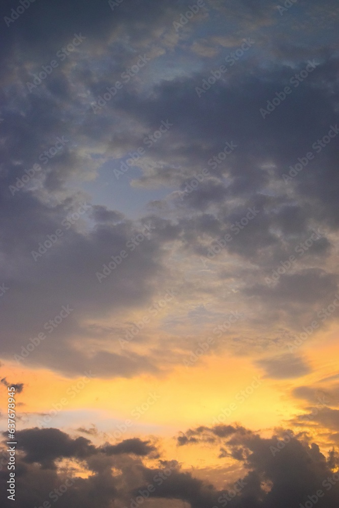 beautiful sky and yellow clouds 