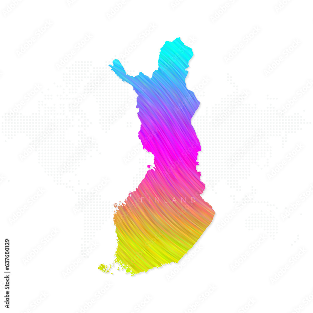 Finland map in colorful halftone gradients. Future geometric patterns of lines abstract on white background. Vector illustration EPS10