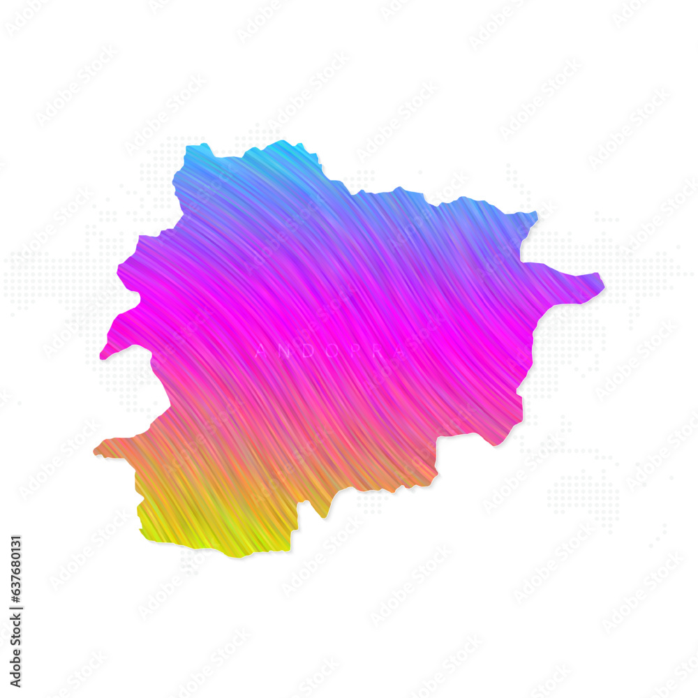 Andorra map in colorful halftone gradients. Future geometric patterns of lines abstract on white background. Vector illustration EPS10