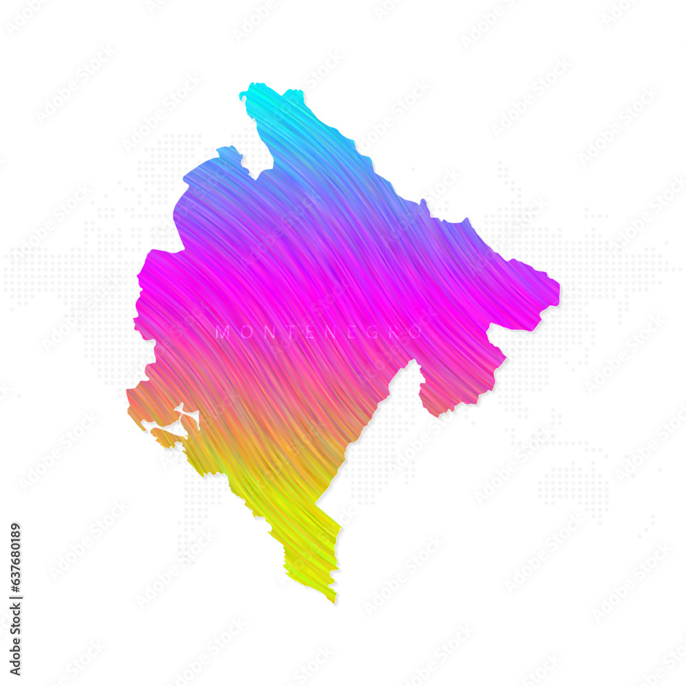Montenegro map in colorful halftone gradients. Future geometric patterns of lines abstract on white background. Vector illustration EPS10
