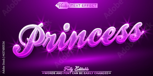Shiny Pink Princess Vector Editable Text Effect Template