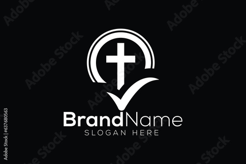 Trendy and Professional check mark and church sign Christian and peaceful vector logo design