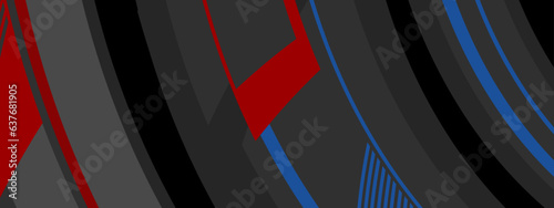 Sport geometric shape background. Racing red and blue wide banner.