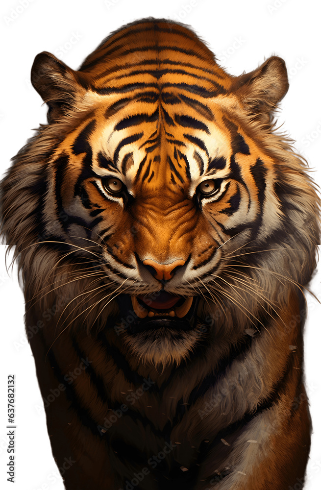 Obraz premium Close up of a tiger isolated on white background cutout
