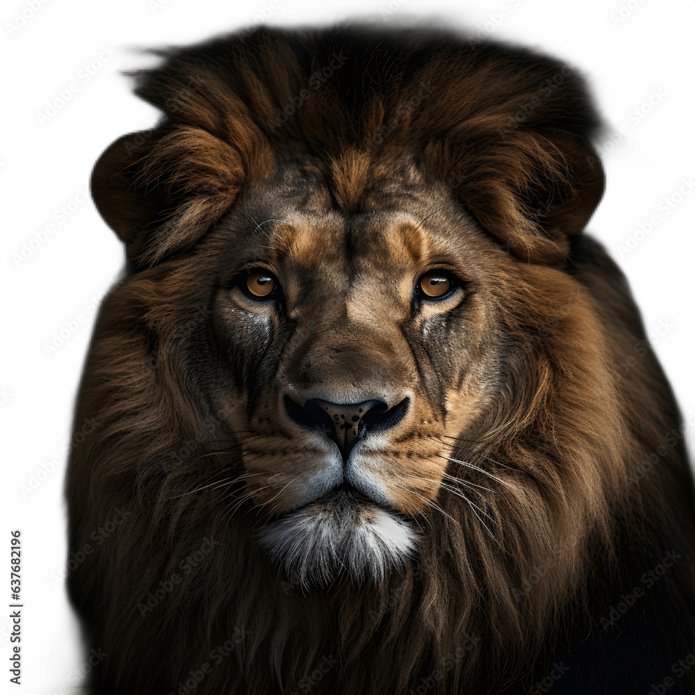 Portrait of a lion face isolated transparent Portrait of a lion face isolated transparent