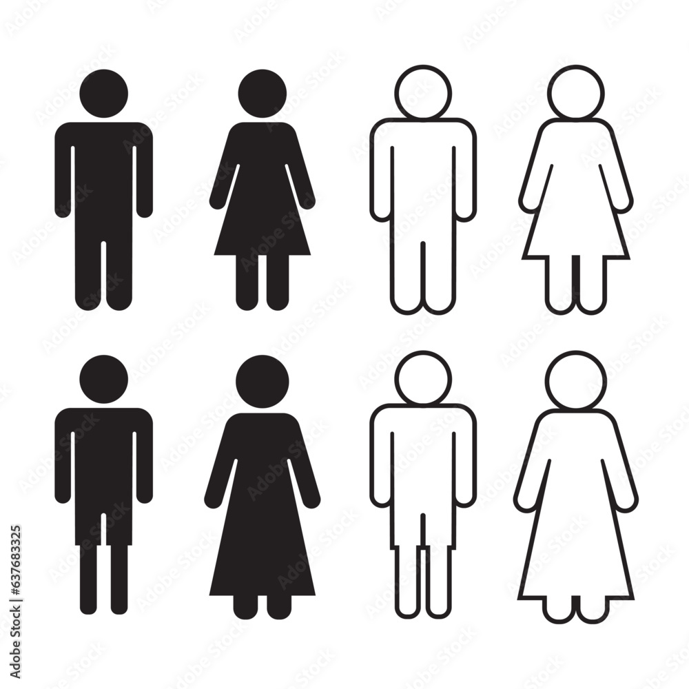 male and female toilet icon. vector boy and girl icon male and female toilet icon. vector boy and girl icon