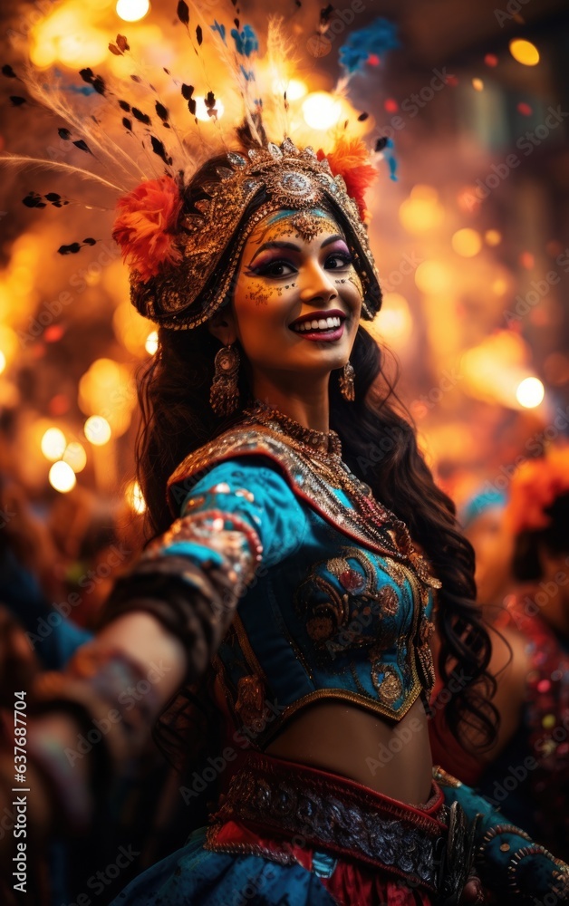 Diwali Splendor: Celebrating the festival, a stunning woman stands amidst the luminous backdrop.