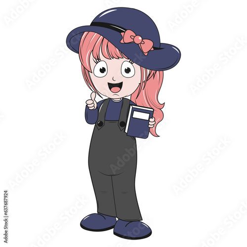 cute girl carttoon illustration