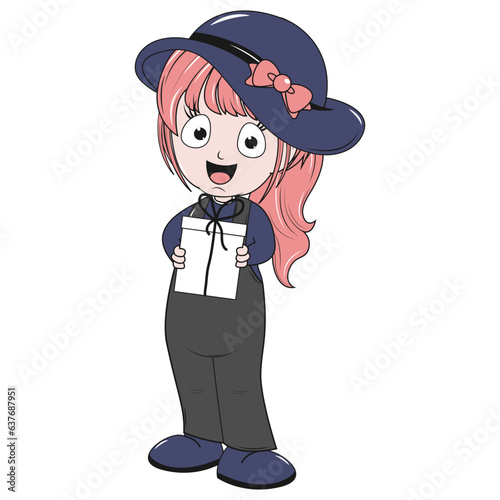 cute girl carttoon illustration