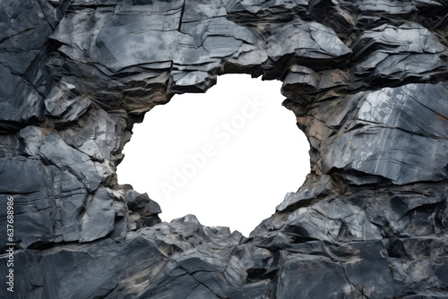 Round hole in a stone background