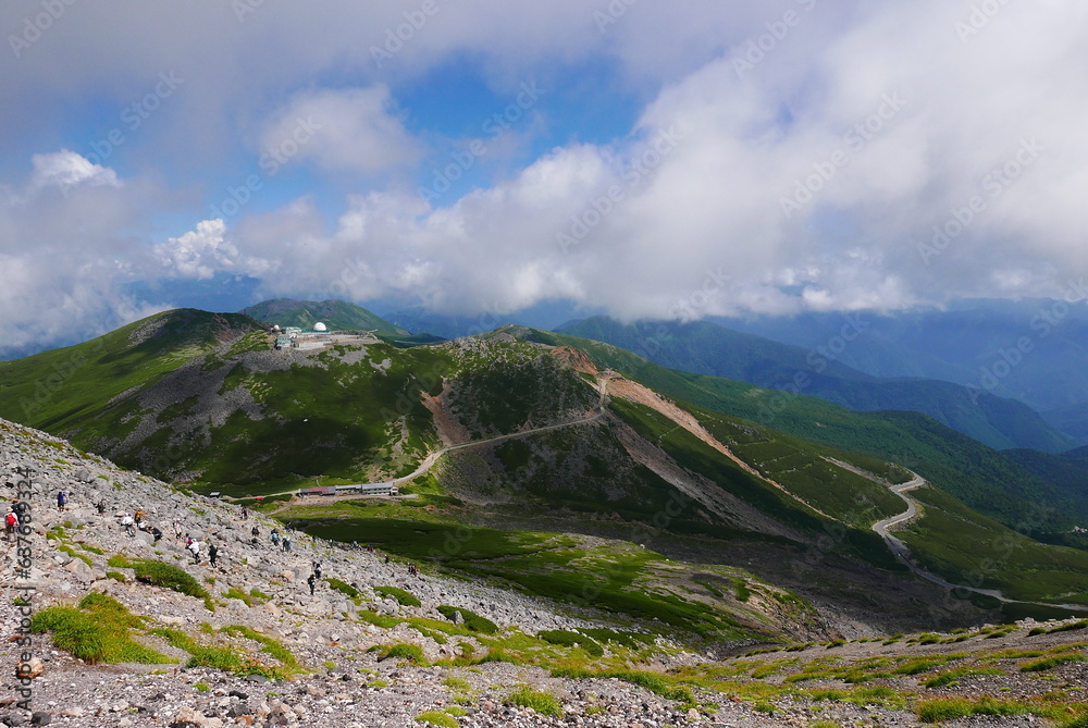Mount Norikura (Norikura-dake) is a potentially active volcano located on the borders of Gifu and Nagano prefectures in Japan. It is part of the Hida Mountains and is listed among the 100 Famous Japan