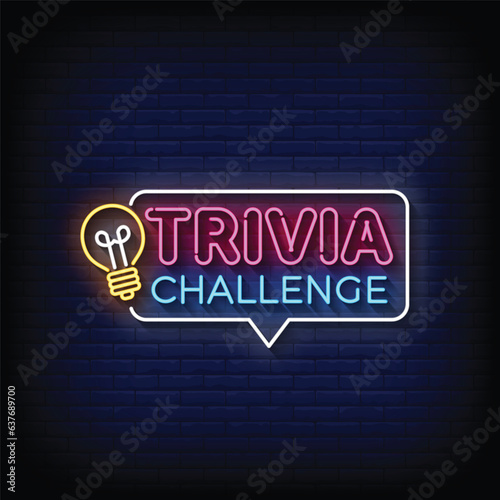 Neon Sign trivia challenge with brick wall background vector
