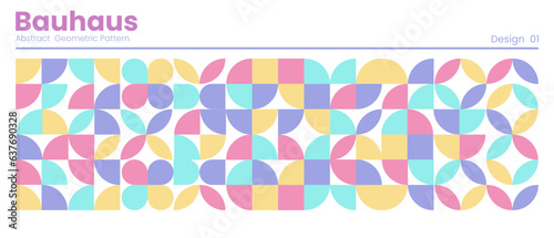 Pastel color Abstract geometric shapes bauhaus background. Mosaic pattern. Modern Scandinavian style. Minimalist style bauhaus vector.