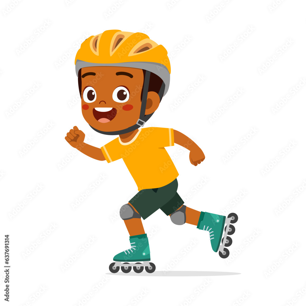 little kid playing roller blade and feel happy little kid playing roller blade and feel happy