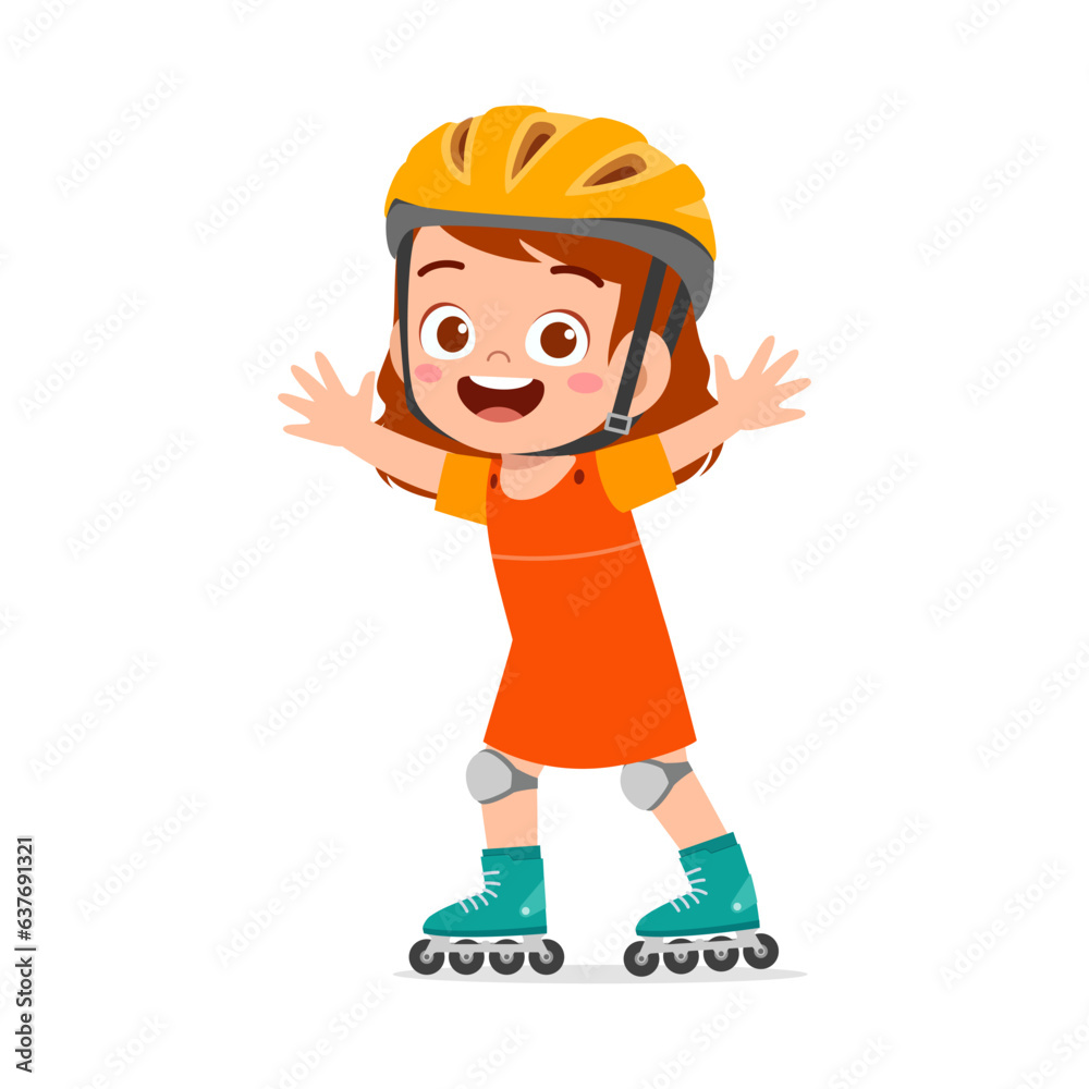 little kid playing roller blade and feel happy little kid playing roller blade and feel happy