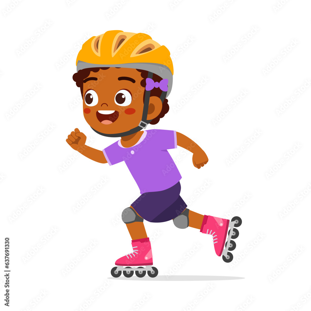 little kid playing roller blade and feel happy little kid playing roller blade and feel happy