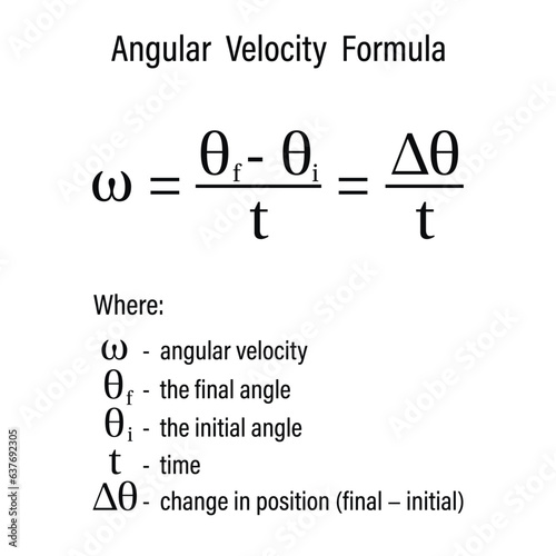 Angular Velocity Formula on the white background. Education. Science. Formula. Vector illustration.