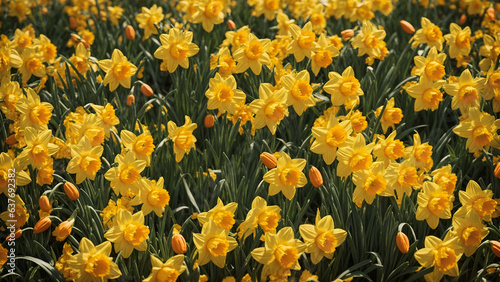 Yellow daffodils in the field © amerta99