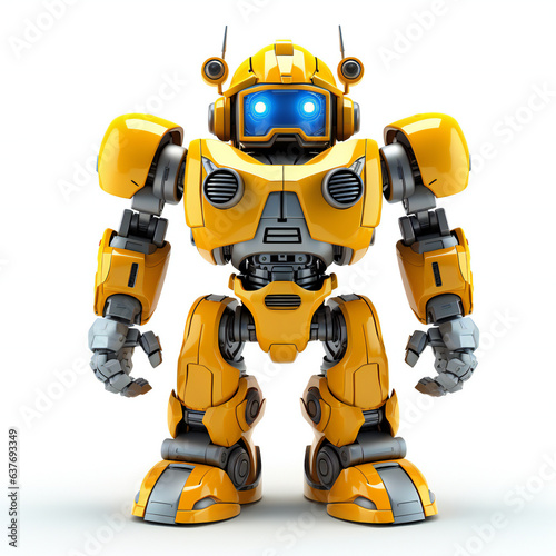 A yellow robot isolated on white background