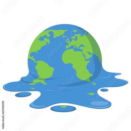 Global warming, climate change - world illustration, Graphic illustration of a melting earth. 