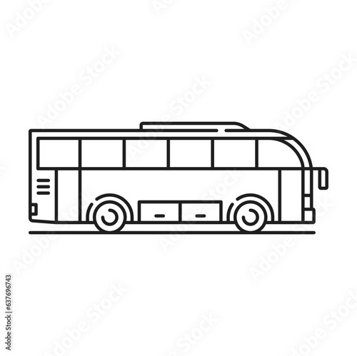 City transport passenger bus emblem, isolated sprinter for tourists delivery. Vector public city transport stop sign emblem, school bus thin line